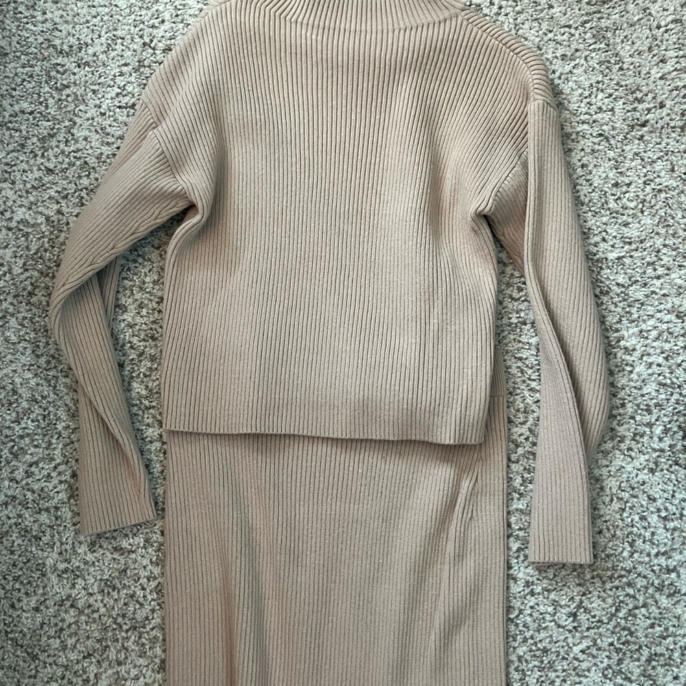 Edited Pieces Camel Skirt and Sweater